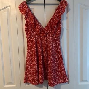 Red and white flowers. Shein dress